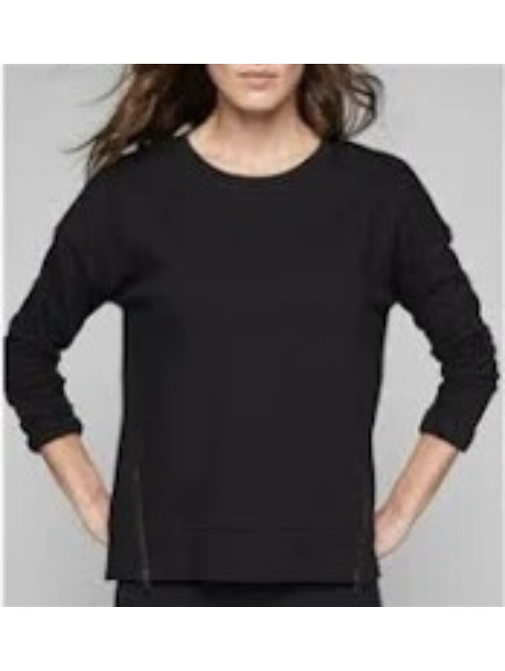 Athleta Cityscape Top Womens XS Athleisure Minimal Cozy Asymetrical Zip Hem